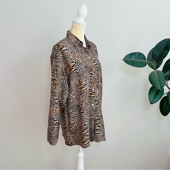 COTE DE FRANCE vintage silk blouse animal print - Picture 4 of 6